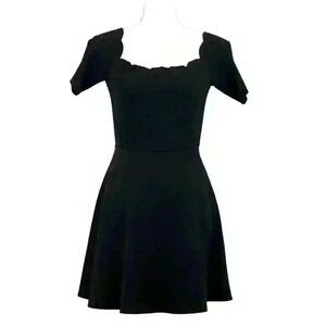 Nine Britton "Vandalie" Black Off-Shoulder Scallop-Neck Mini Dress – Size Medium